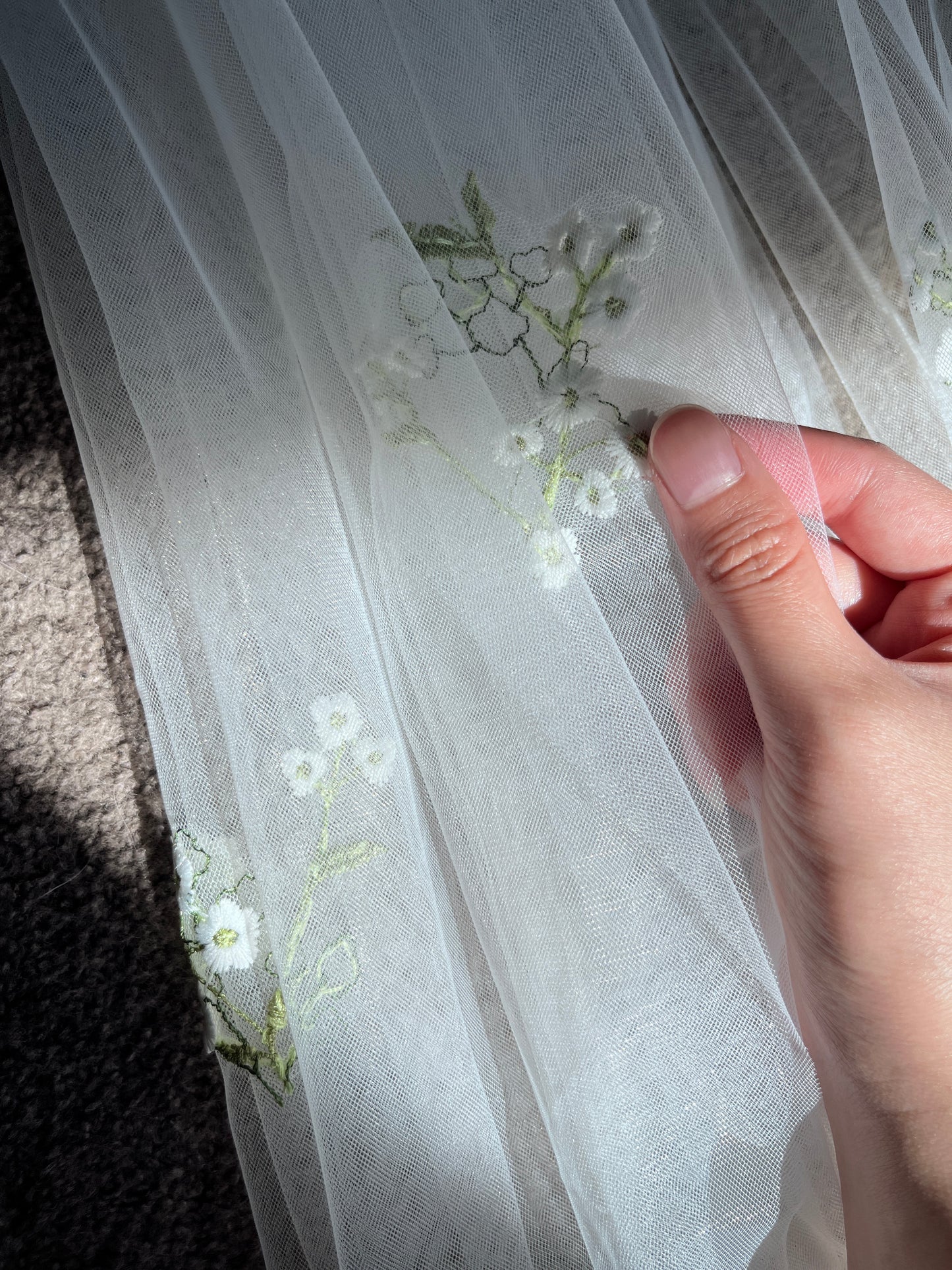 Flower Embroidery Veil (with comb)