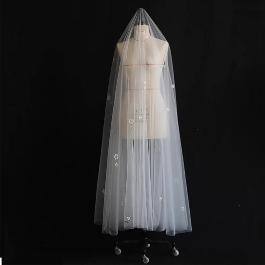 Flower Embroidery Veil (without comb)