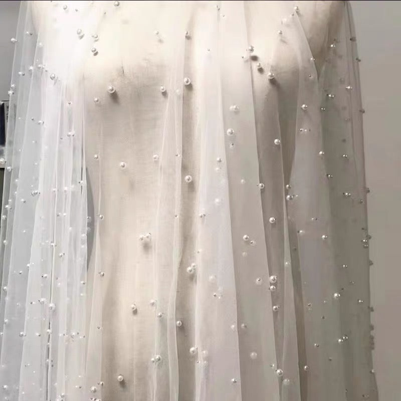 Dense Pearls Veil (with comb)