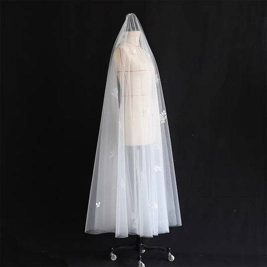 Flower Embroidery Veil (without comb)